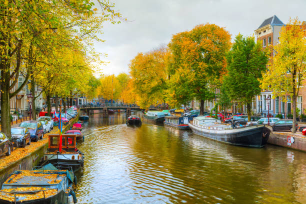 istock Amsterdam city view with canals and bridges 639247838