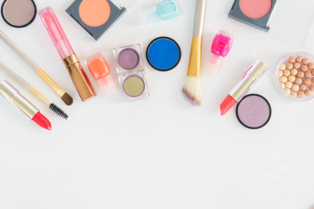 istock Colorful make up flat lay scene 639248358