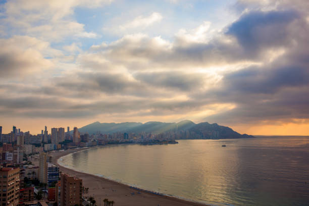 Skyscrapers and heavy clouds in the Benidorm, Spain