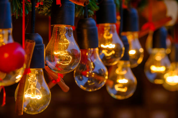 istock Vintage incandescent lamps as decorative element 639250558