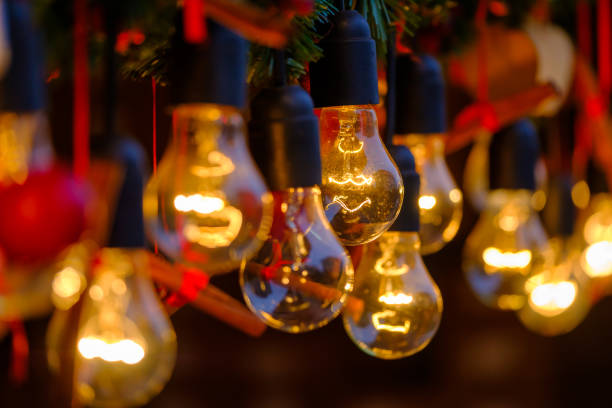 istock Vintage incandescent lamps as decorative element 639250606
