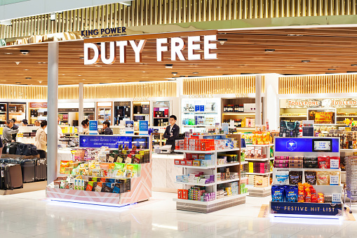 Bangkok, Thailand - November 28, 2016: Duty free shop in Suvarnabhumi international airport