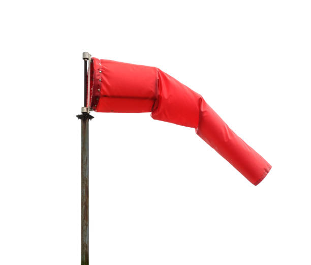 windsock poiting the position of the wind - anemometer meteorology measuring wind imagens e fotografias de stock