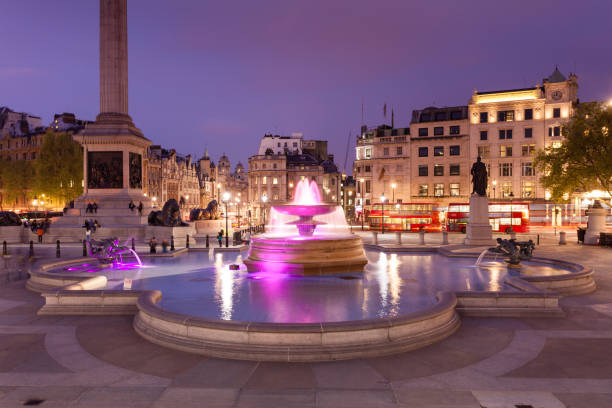 istock Trafalgar Square lit up at Night, London 639258294