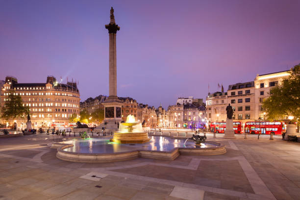 istock Trafalgar Square lit up at Night, London 639258406
