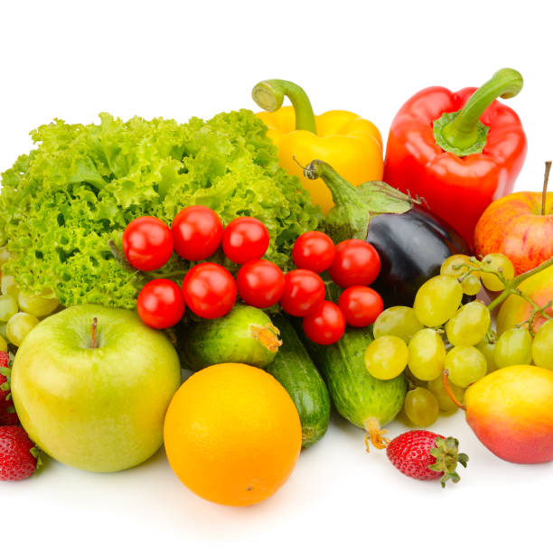 istock fruits and vegetables  on white background 639261430