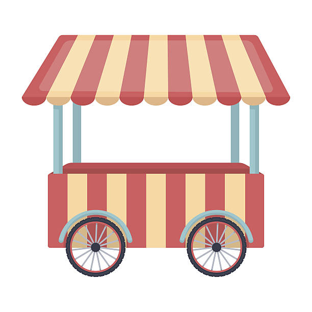 istock Snack cart icon in cartoon style isolated on white background. 639262190