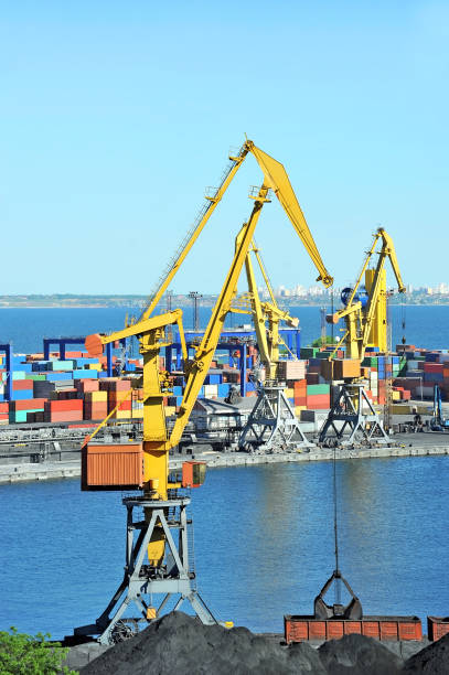 istock Port cargo crane and coal 639264486