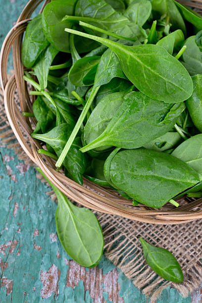 istock spinach in a basket on wooden surface 639265938