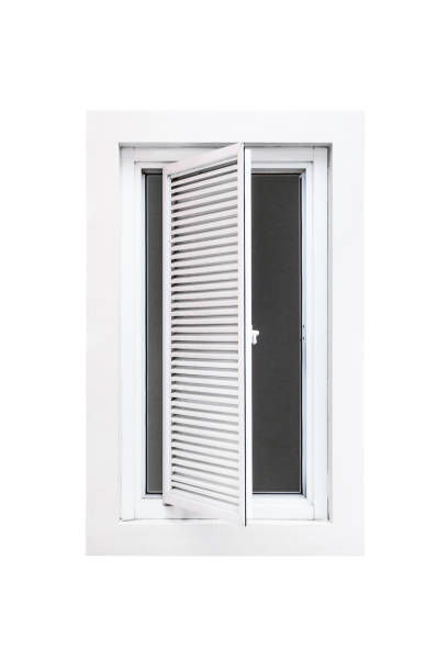 istock Wood window isolated on white background. 639275720
