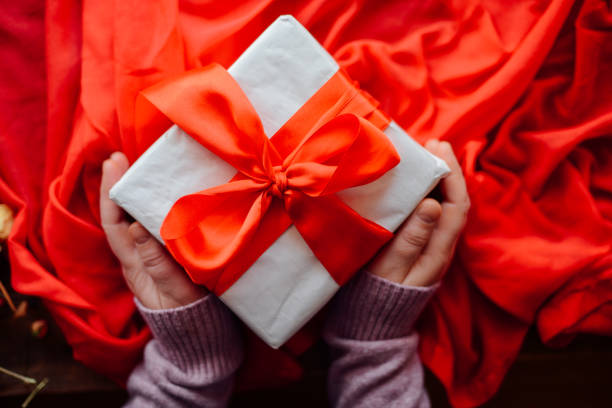 istock Valentine's Day concept. Gift with red bow 639275926