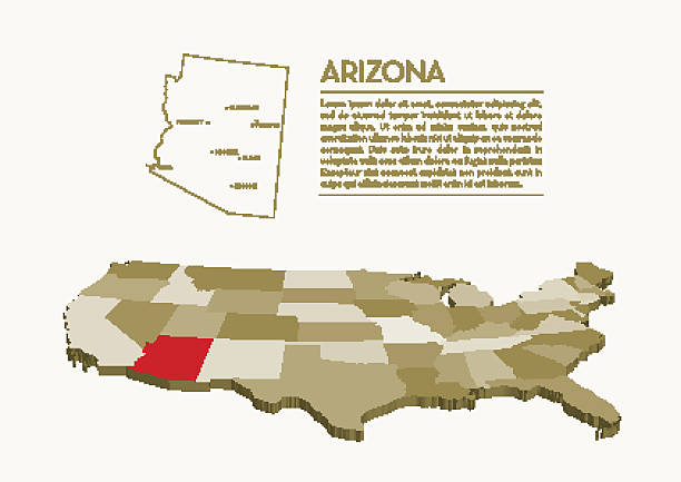 3d 미국 주지도 - 애리조나 - york pennsylvania stock illustrations