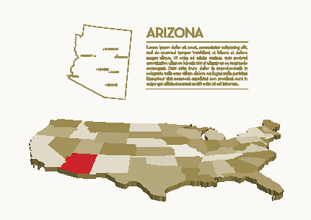 3D USA State map - ARIZONA 3D USA State vector map - ARIZONA arkansas kansas stock illustrations