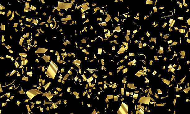 istock Gold Confetti Rain on Black 639280188