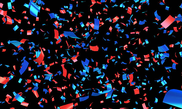 istock Confetti Red Blue Rain on Black 639280464