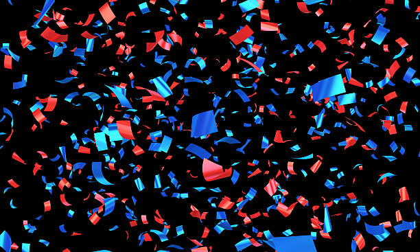 istock Confetti Red Blue Rain on Black 639280496