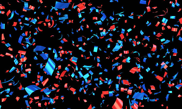 istock Confetti Red Blue Rain on Black 639280624