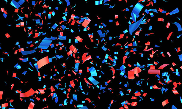 istock Confetti Red Blue Rain on Black 639280676