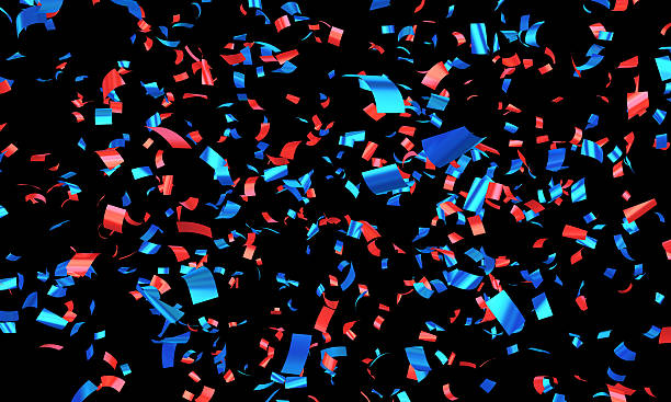 istock Confetti Red Blue Rain on Black 639280754