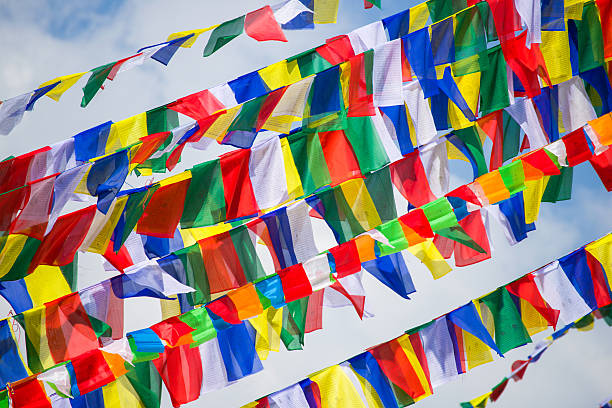 istock colorful prayer flags in Nepal 639287564