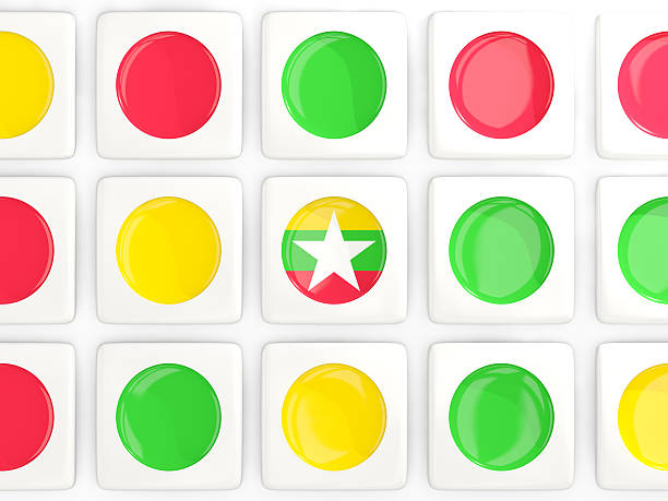 Mosaic background with flag of myanmar. 3D illustration