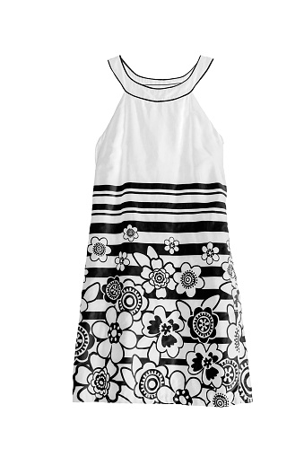 Black and white mini dress isolated over white