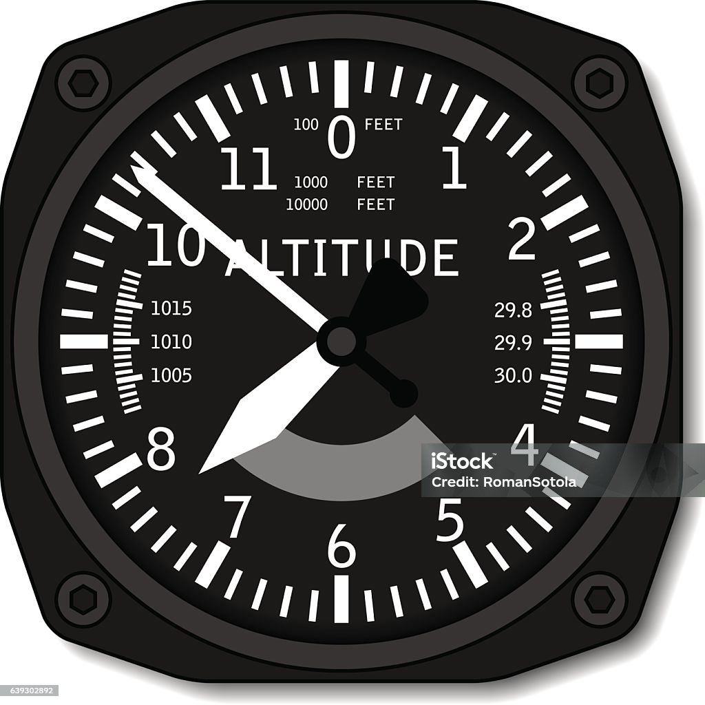 aviation airplane altimeter aviation airplane altimeter - illustration for the web Altitude Dial stock vector