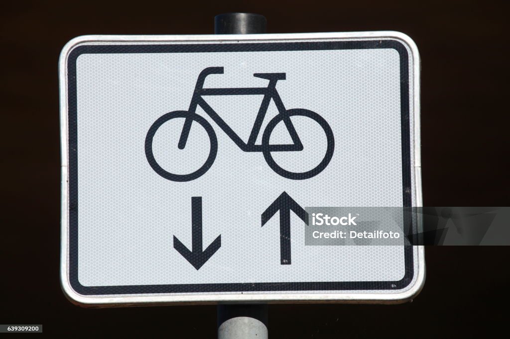 Traffic sign bicycle path in both directions Traffic sign cycle path in both directions Bicycle Stock Photo