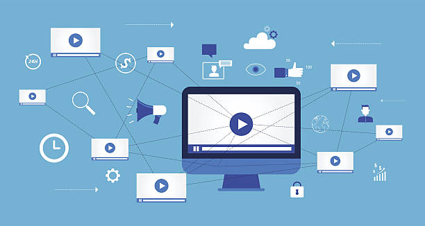 biznes koncepcja marketingu online wideo treści - klatka video stock illustrations