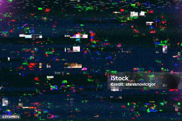 Digital Tv Damage Television Broadcast Glitch Stock Photo - Download Image Now - Problems, Television Industry, Television Static