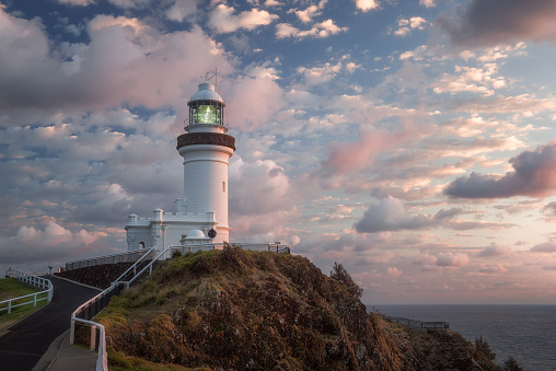 Cape Byron Lighthouse in Australia at sunrise