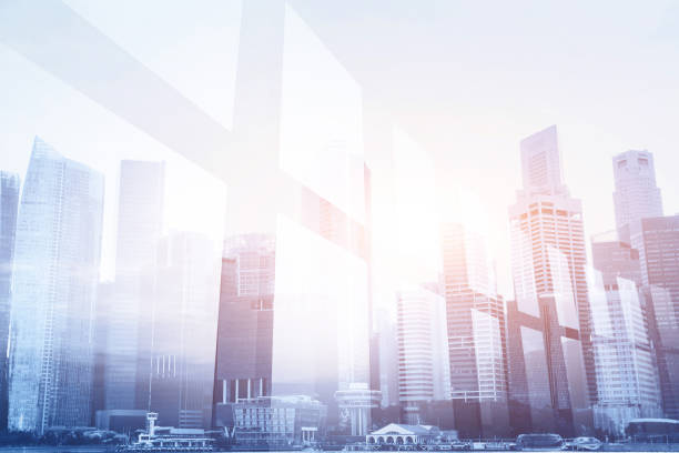 futuristic business background, office window