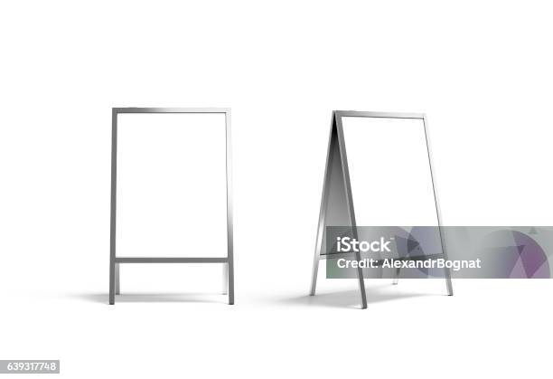 Blank White Metallic Outdoor Stand Mockup Set Isolated Front Stock Photo - Download Image Now