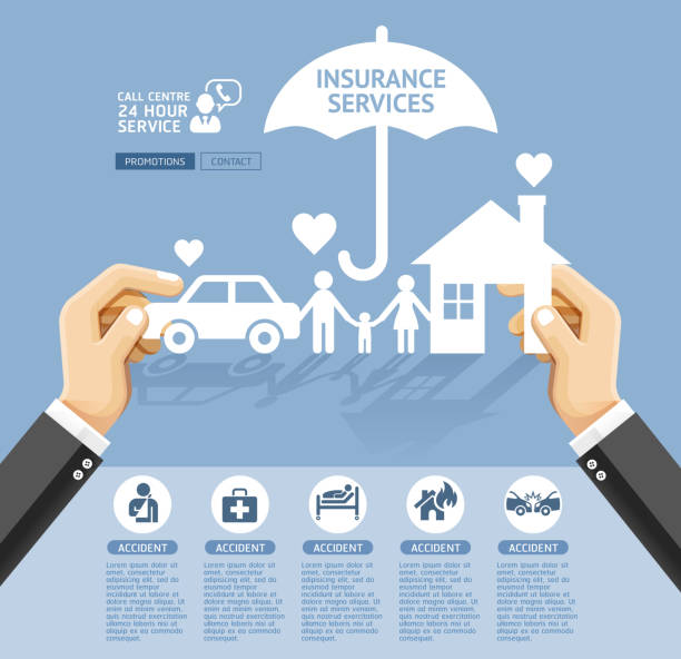 insurance policy services conceptual design. - insurance stock illustrations