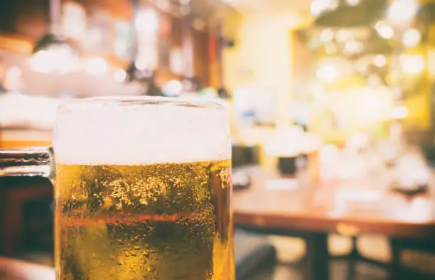 Japanese Izakaya Beer Restaurant with blur background.