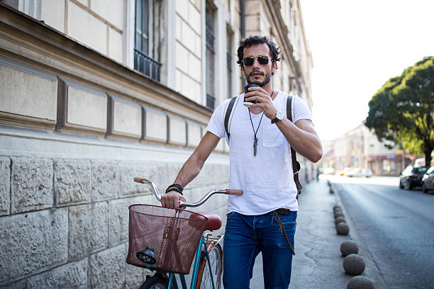 istock Hipster with his Vintage Bike 639324444