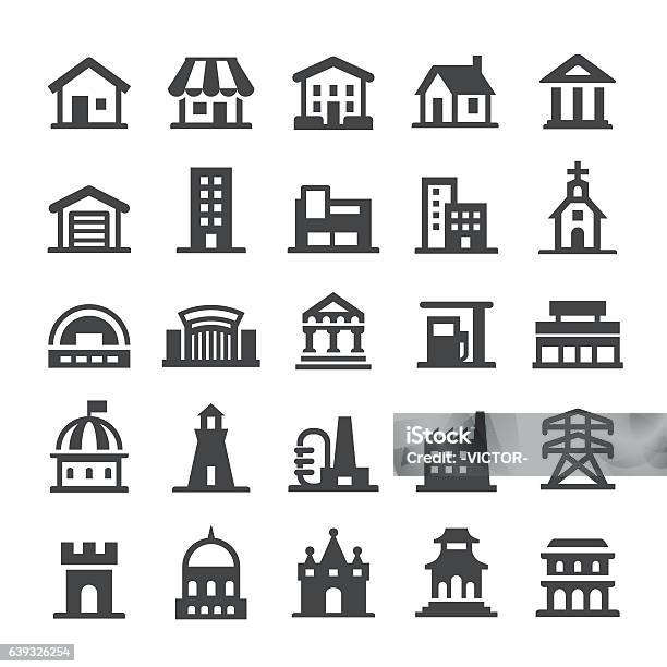 Architecture Icons Smart Series Stock Illustration - Download Image Now - Icon Symbol, Suburb, Bank - Financial Building