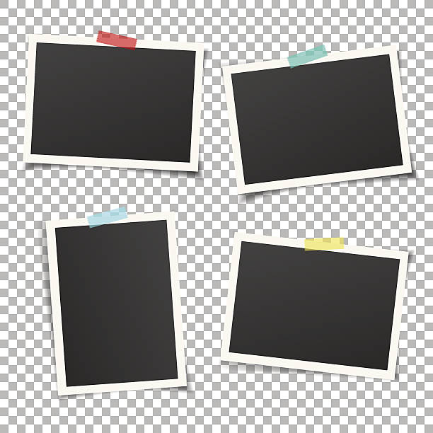 Set of vintage photo frame with adhesive tape. Vintage style.  Vector illustration with adhesive tapes. Photorealistic vector EPS10 mockups. Retro Photo Frame Template for your photos.