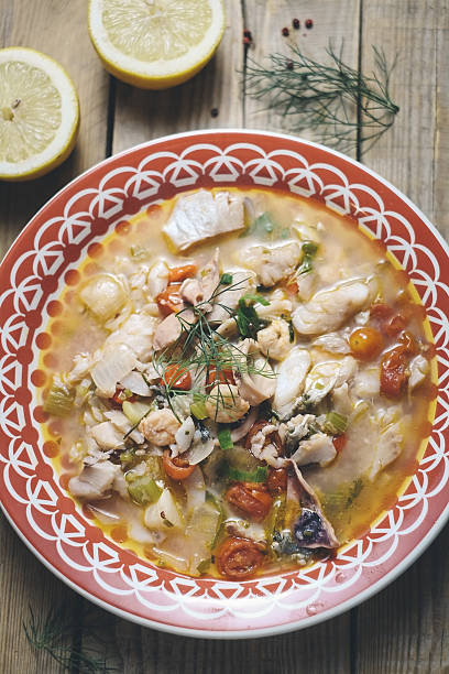 istock Kakavia, Fish Sea Soup with lemon 639331222