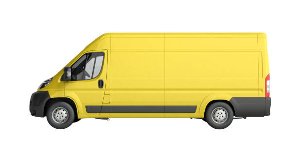 istock 3d render of Yellow Delivery Van Icon no shadow 639331510