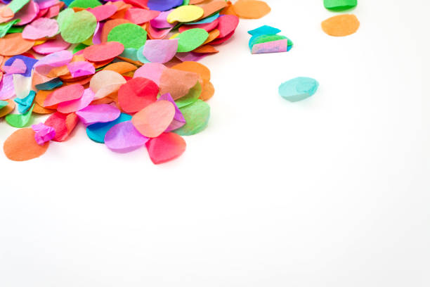 istock Colorful confetti with white background as template for celebrat 639331972