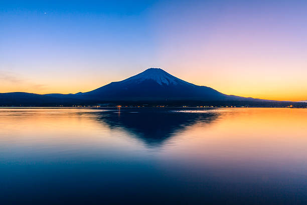 istock Mount Fuji Reflected in Lake at sunset 639332032
