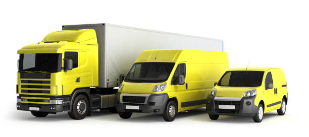 istock 3D rendering of a truck a van and a lorry 639332488