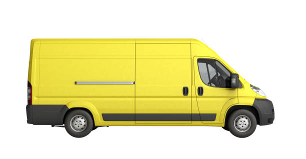 istock 3d render Yellow Delivery Van Icon no shadow 639333068