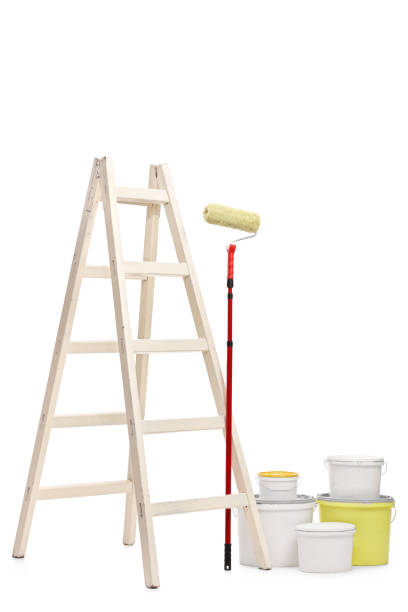 istock Ladder, paint roller and color buckets 639334928
