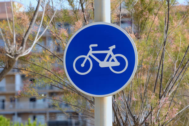 istock road sign on the post road for cyclists 639336982