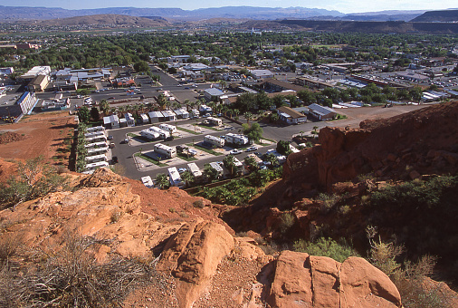 City of St George Utah in the early 200s looking toward the Mormon Temple