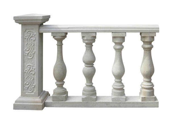 istock Classic stone balustrade with column isolated over white 639339528