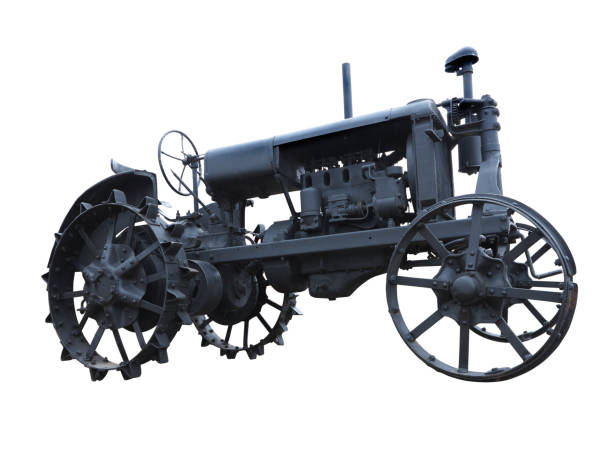 istock Abstract black old tractor isolated over white 639340012