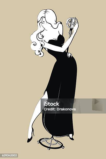 Sexy Pinup Jazz Singer Stock Illustration - Download Image Now - Femme Fatale, Nightclub Singer, 1950-1959